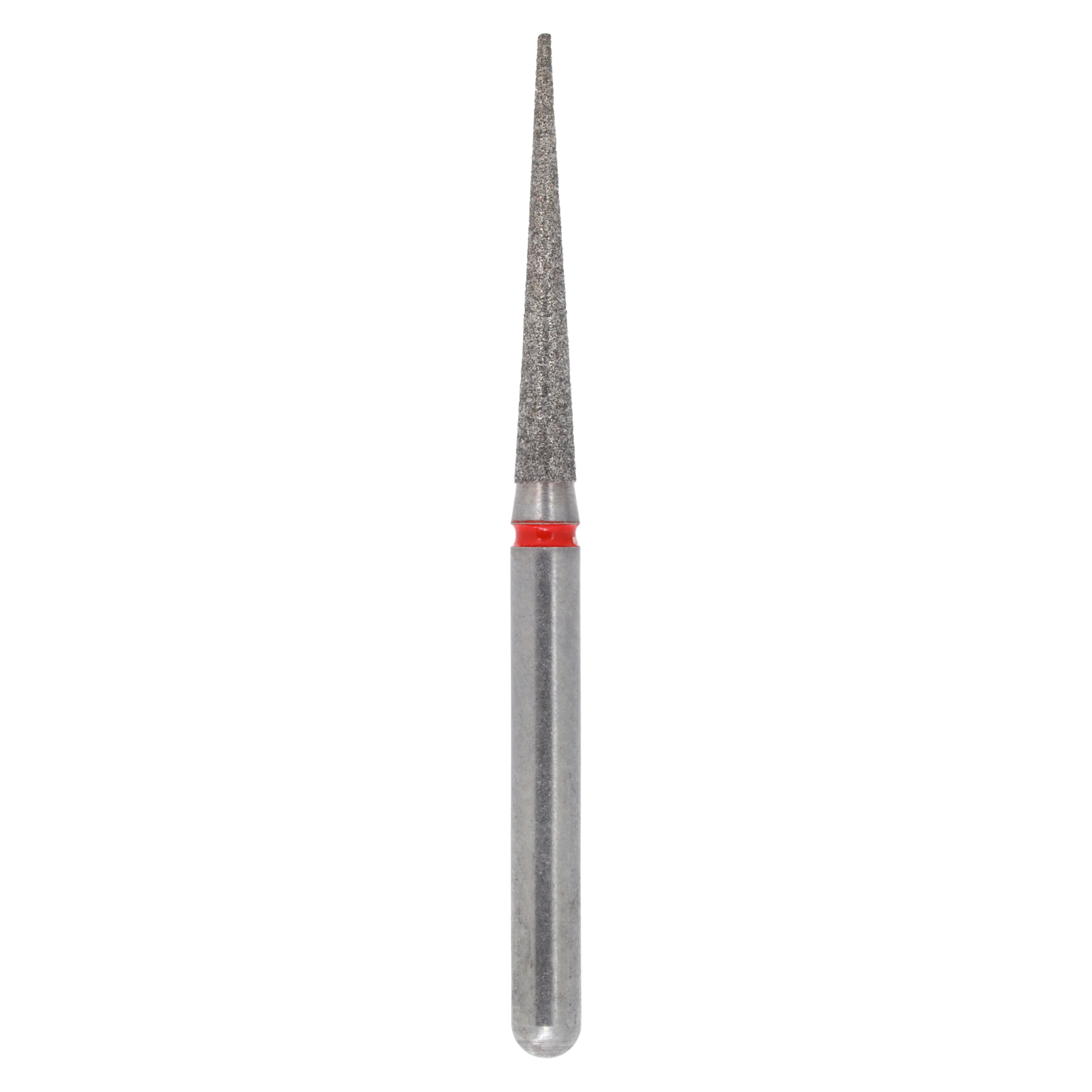 Alpen X1 Single-Use Diamond Bur, FG, #859-014F, Cone Pointed End, Fine Grit, Red Ring, 1.4 mm Diameter, 10.0 mm Length, 25/Pk, X859F014