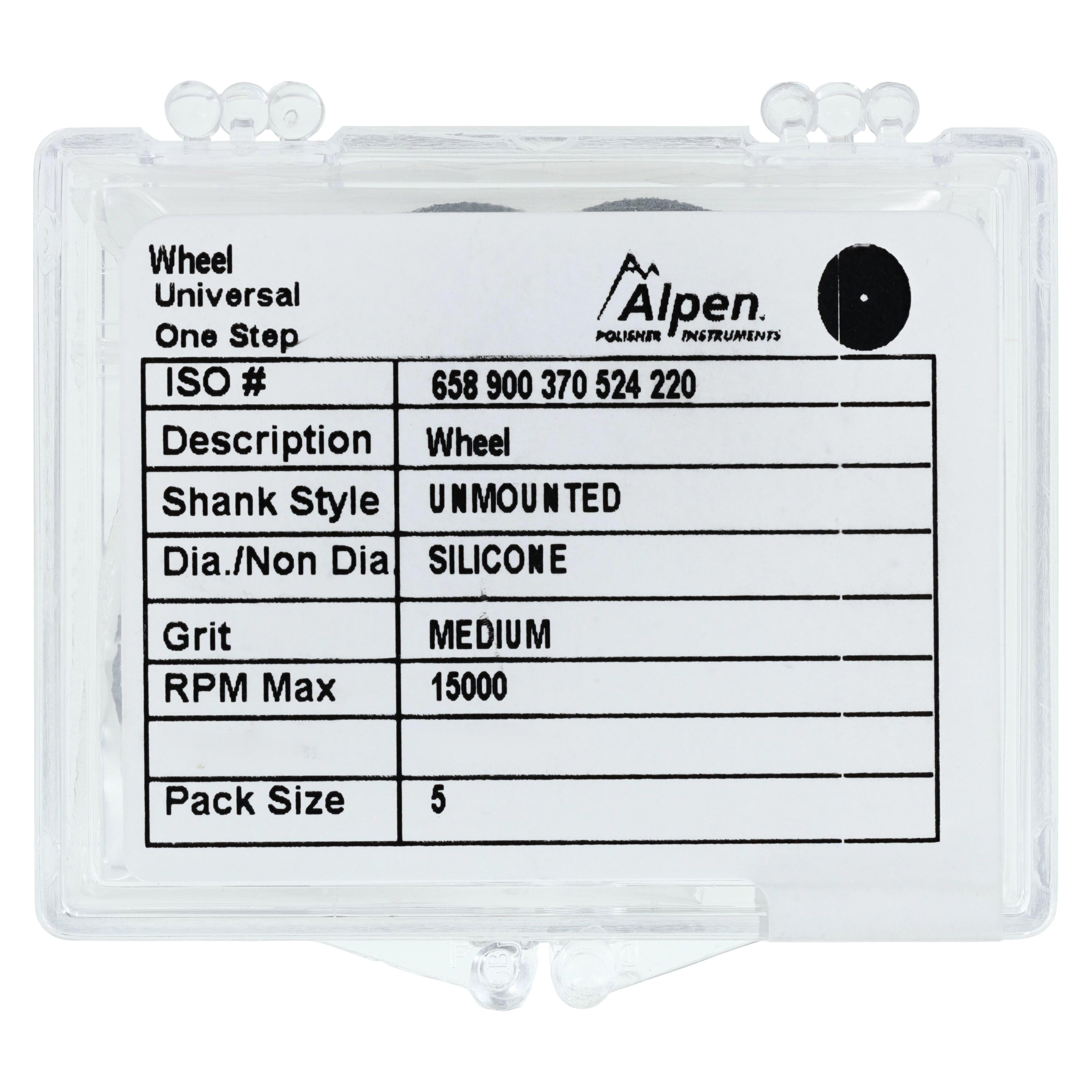 Coltene Alpen Ceramic Polisher, Standard Wheel, Medium Grit, Unmounted (UM), 5/Pkg, 230136UM