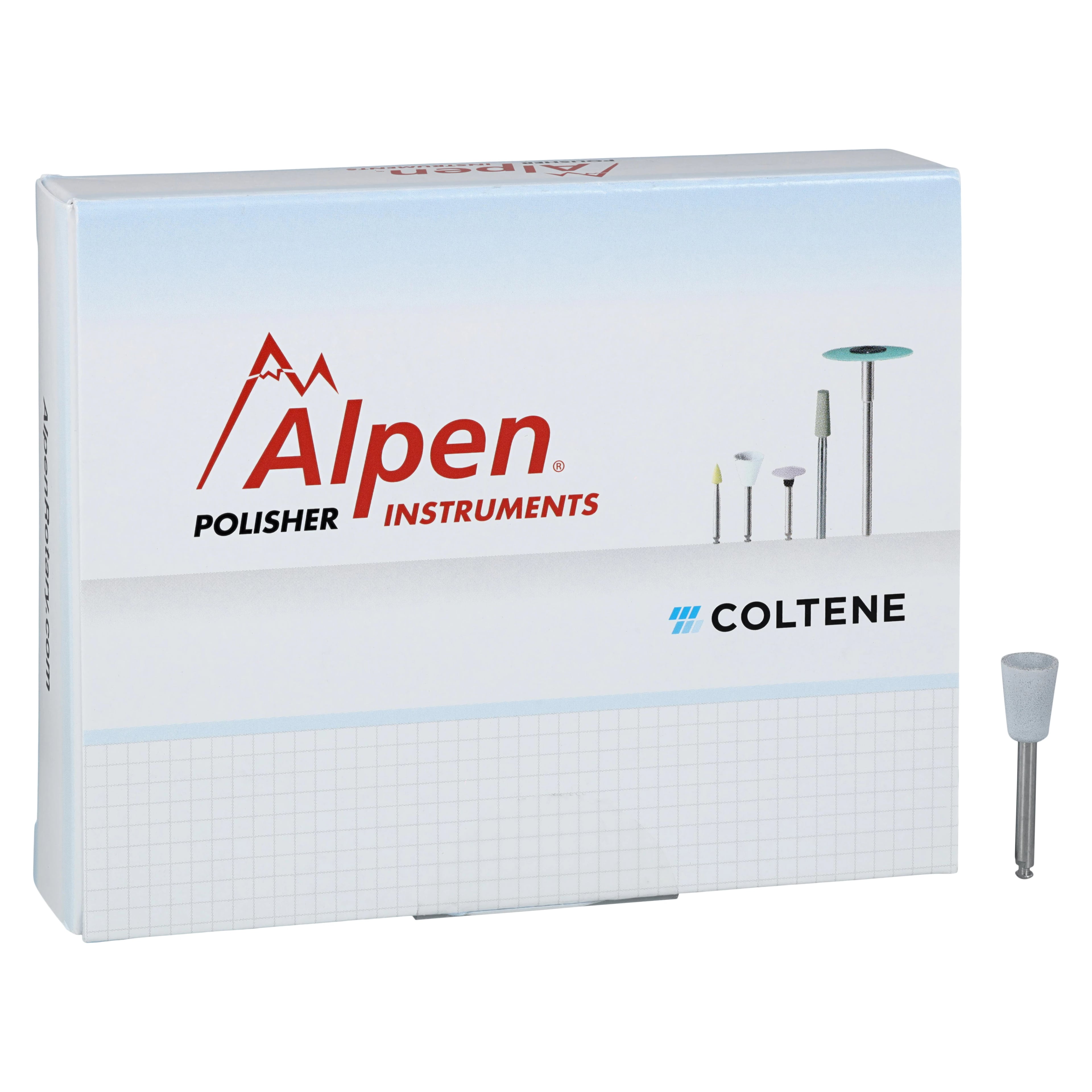 Alpen Universal Composite and Ceramic Polisher, Cup Shape, Fine Grit, RA (Right Angle) Shank, 5/Pkg, 230211RA