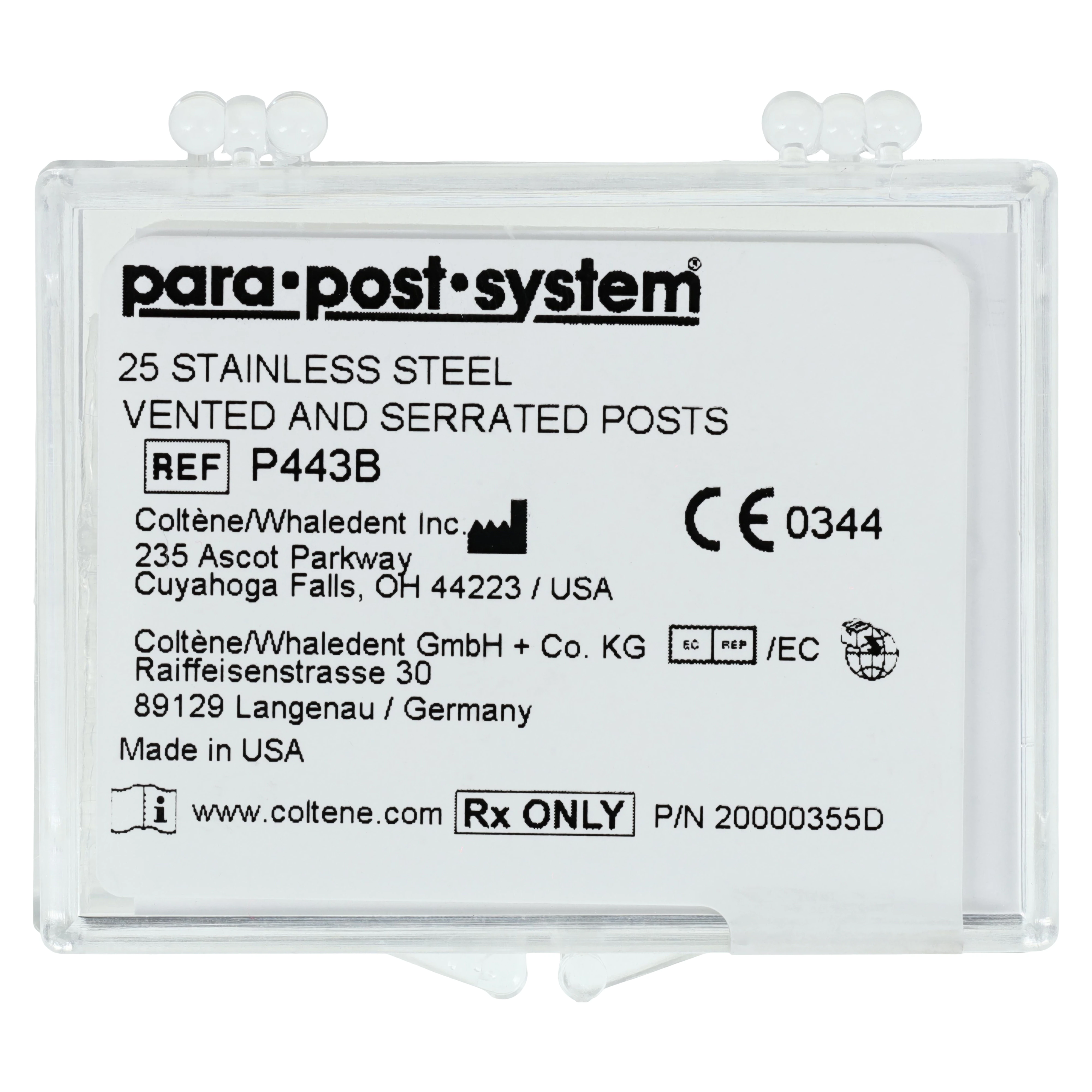 ParaPost Stainless Steel Endodontic Post, Size 3, Brown, 0.036" (0.9mm), 25/Pk, P443B
