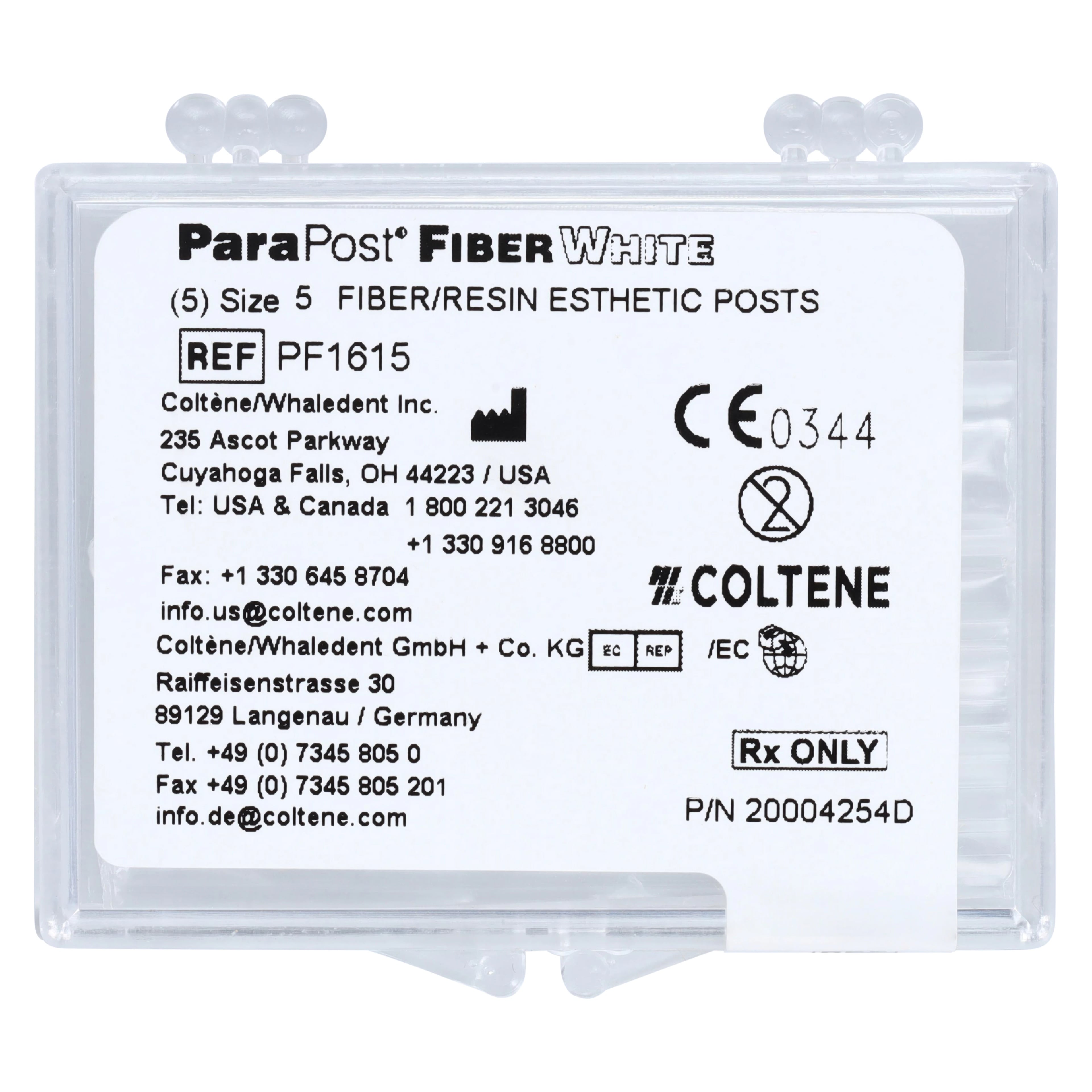 ParaPost Fiber White Esthetic Post Refill, Size 5, Red, 1.25 mm, 5/Pk, PF1615