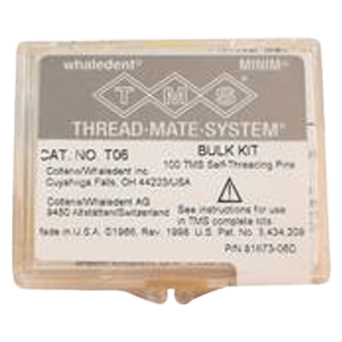 TMS Thread Mate System Minim Bulk Kit, Gold-Plated Stainless Steel Self-Threading Pins, 0.021" (0.525 mm), 100/Pk, T-06
