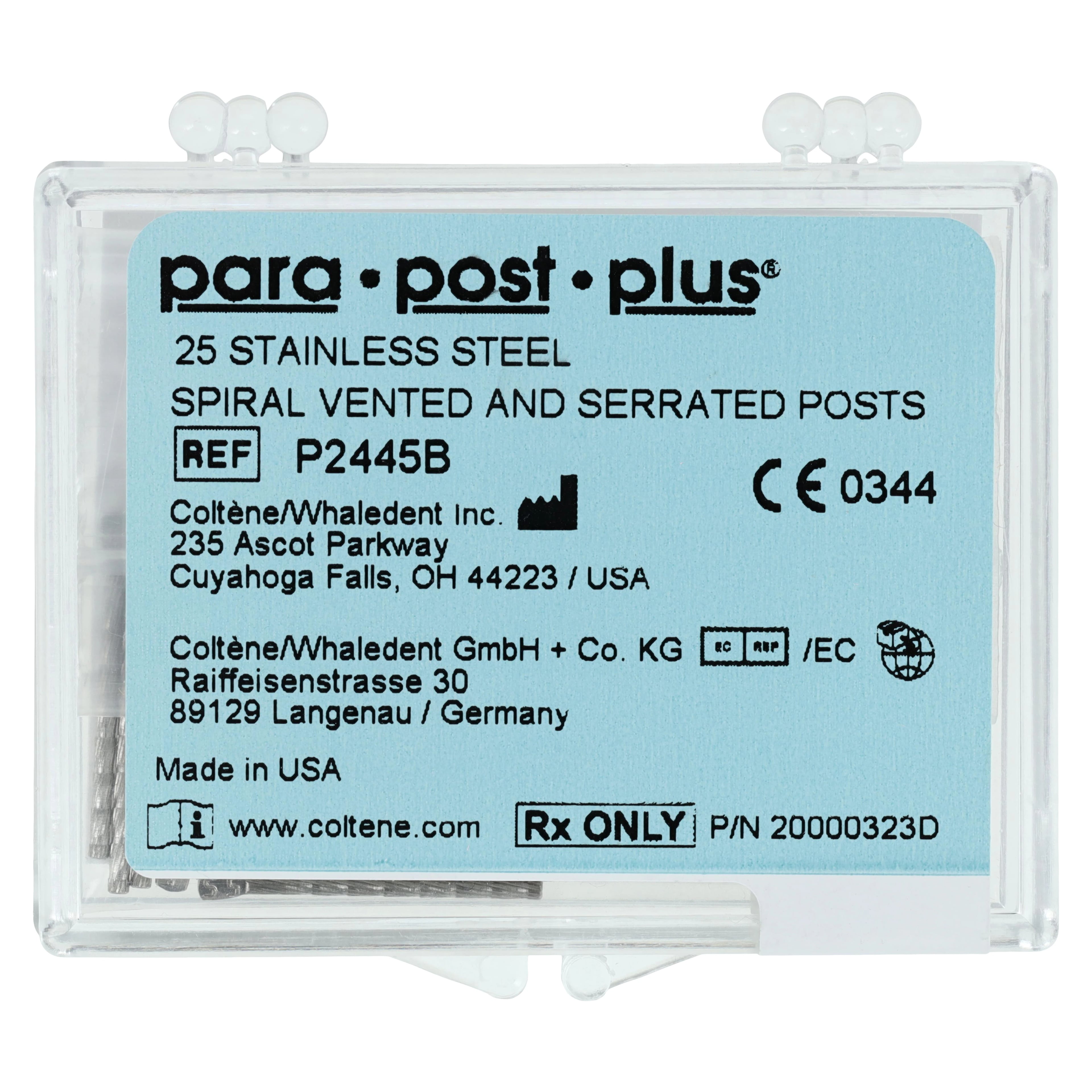 ParaPost Plus Stainless Steel Endodontic Posts, Size 5 (0.050"/1.25mm), Red, 25/Pk, P2445B
