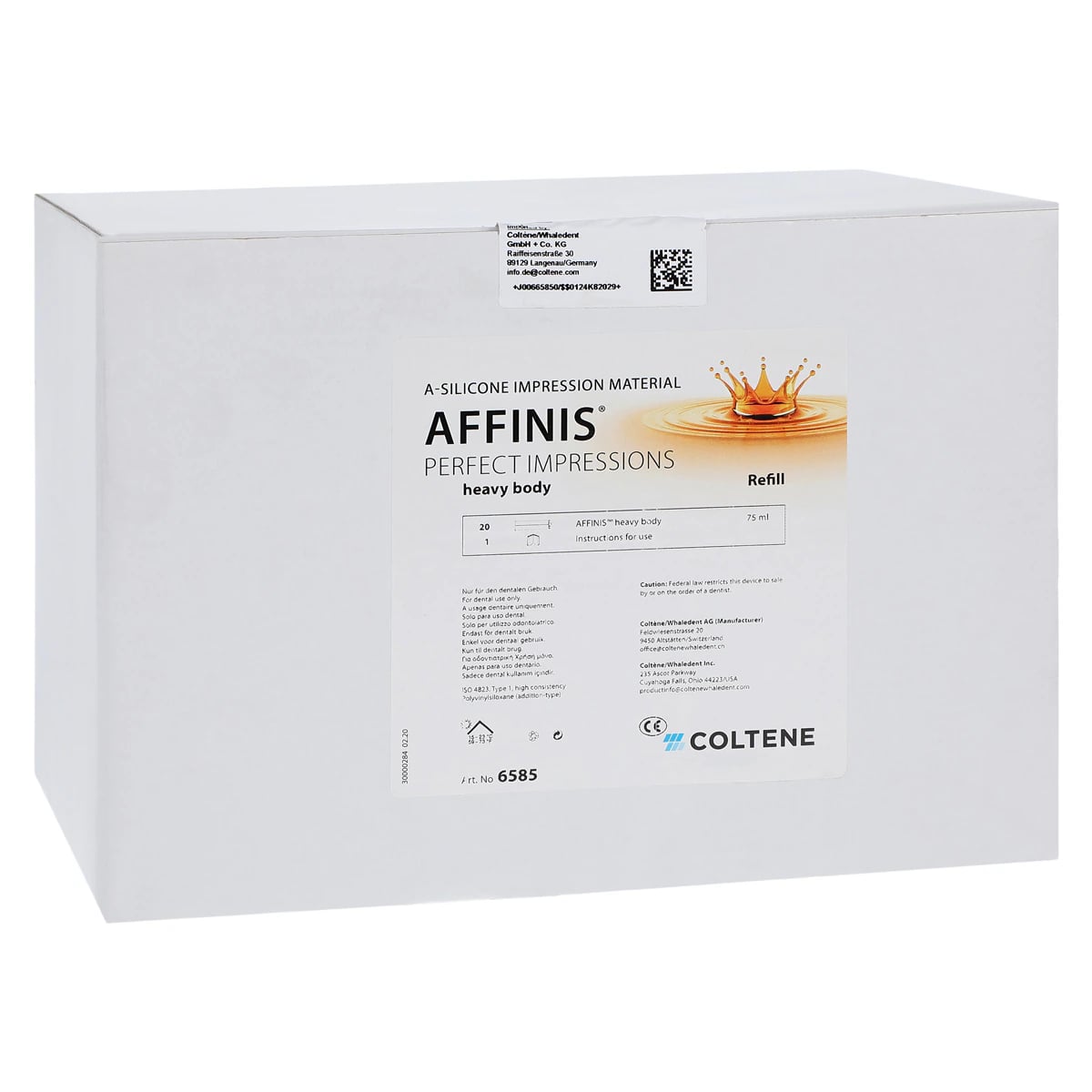 AFFINIS® VPS System Impression Material 75 Heavy Body Regular Set 75ml Bulk Pack of 20, C6585