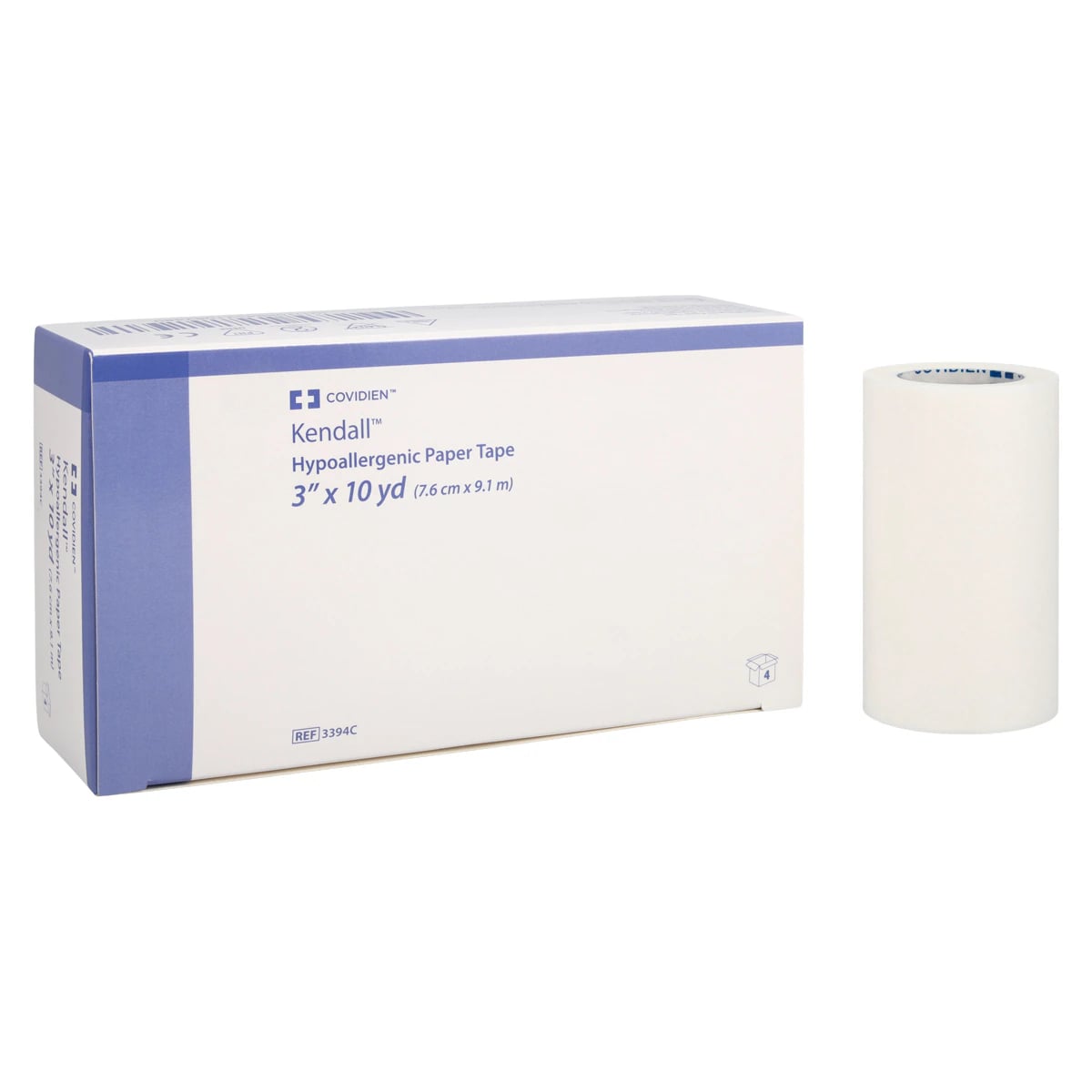 Kendall Medical Tape Paper, 3" x 10 yd, White, Non-Sterile, 4/Box