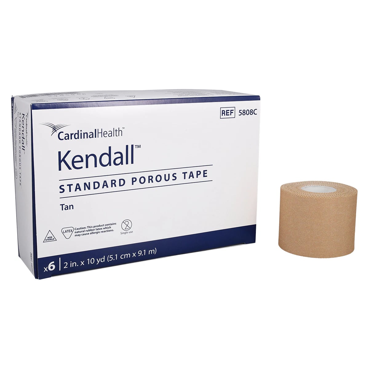 Kendall Cloth Tape, 2" x 10 yd, Tan, Non-Sterile, 6/Box
