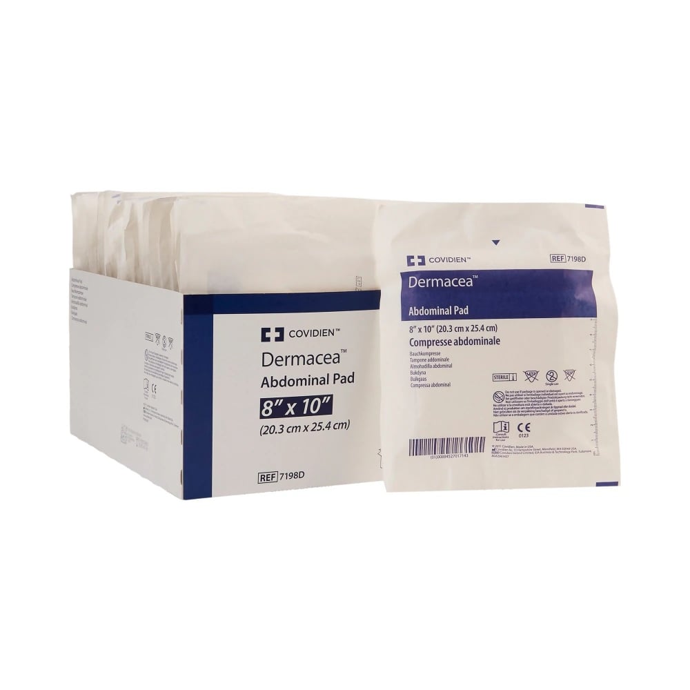 Dermacea Fluff Filled ABD Pad, 8x10", Sterile, Tri-Layer Matrix, SIS, Latex-Free