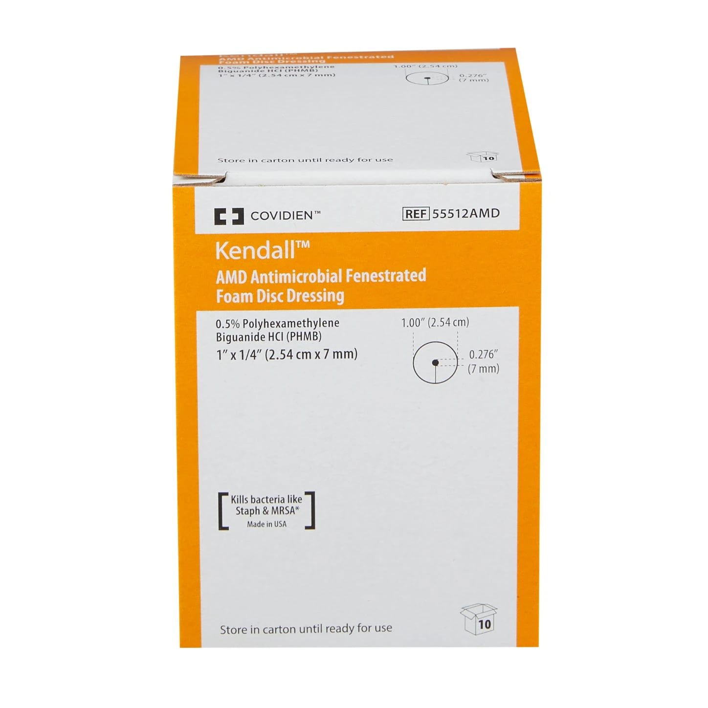 Cardinal Health AMD Antimicrobial Foam Disc Dressing, 7mm Hole, Sterile, Non-Adhesive, Absorbent, Latex-Free