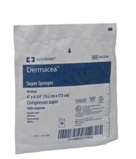 Dermacea Super 100% Cotton Gauze Sponge, 6 x 6-3/4", 12 Ply, Sterile, Medium, USP Type VII, 10/Bx