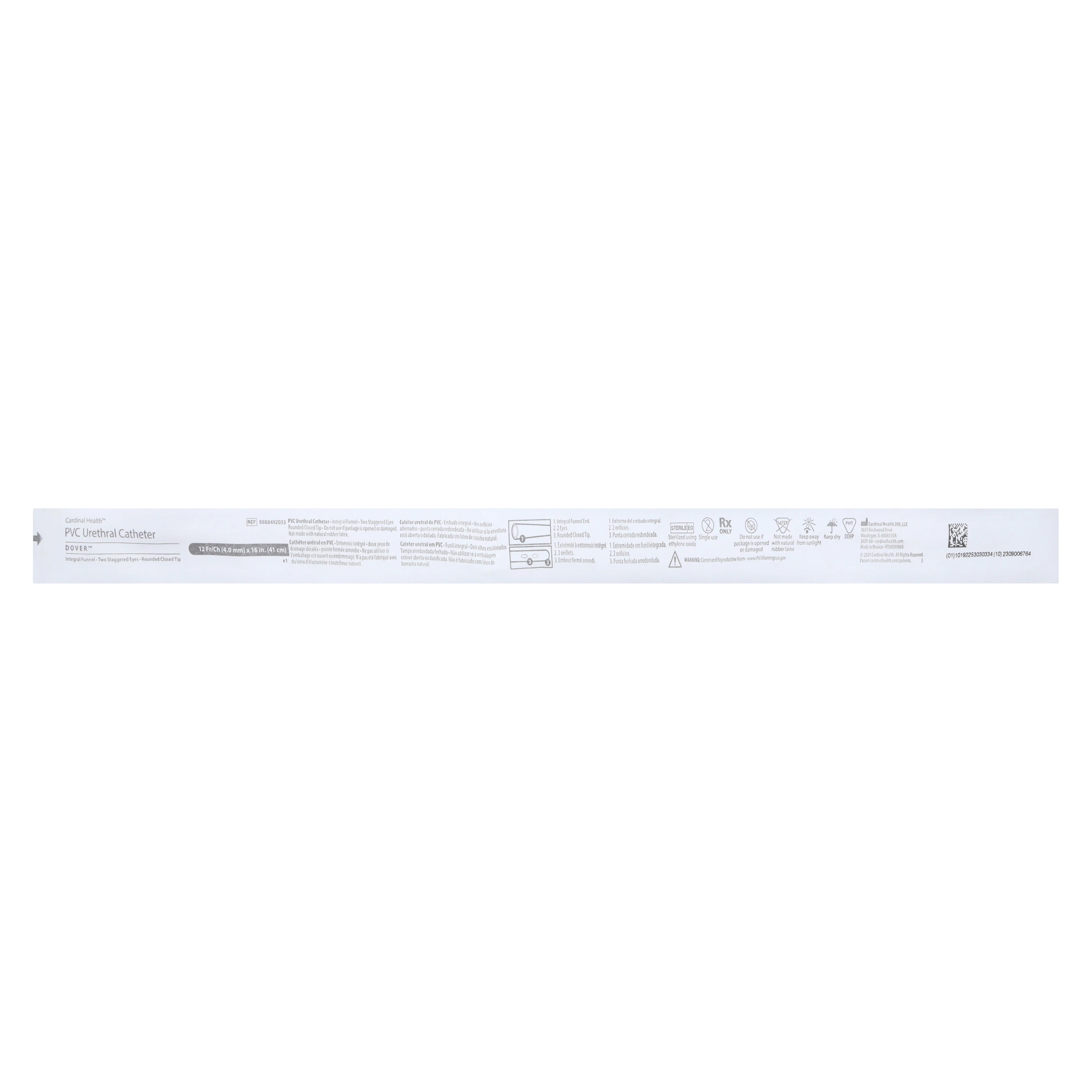 Dover Rob-Nel Intermittent Catheter, 12 Fr, Red Rubber, Tapered Round Tip