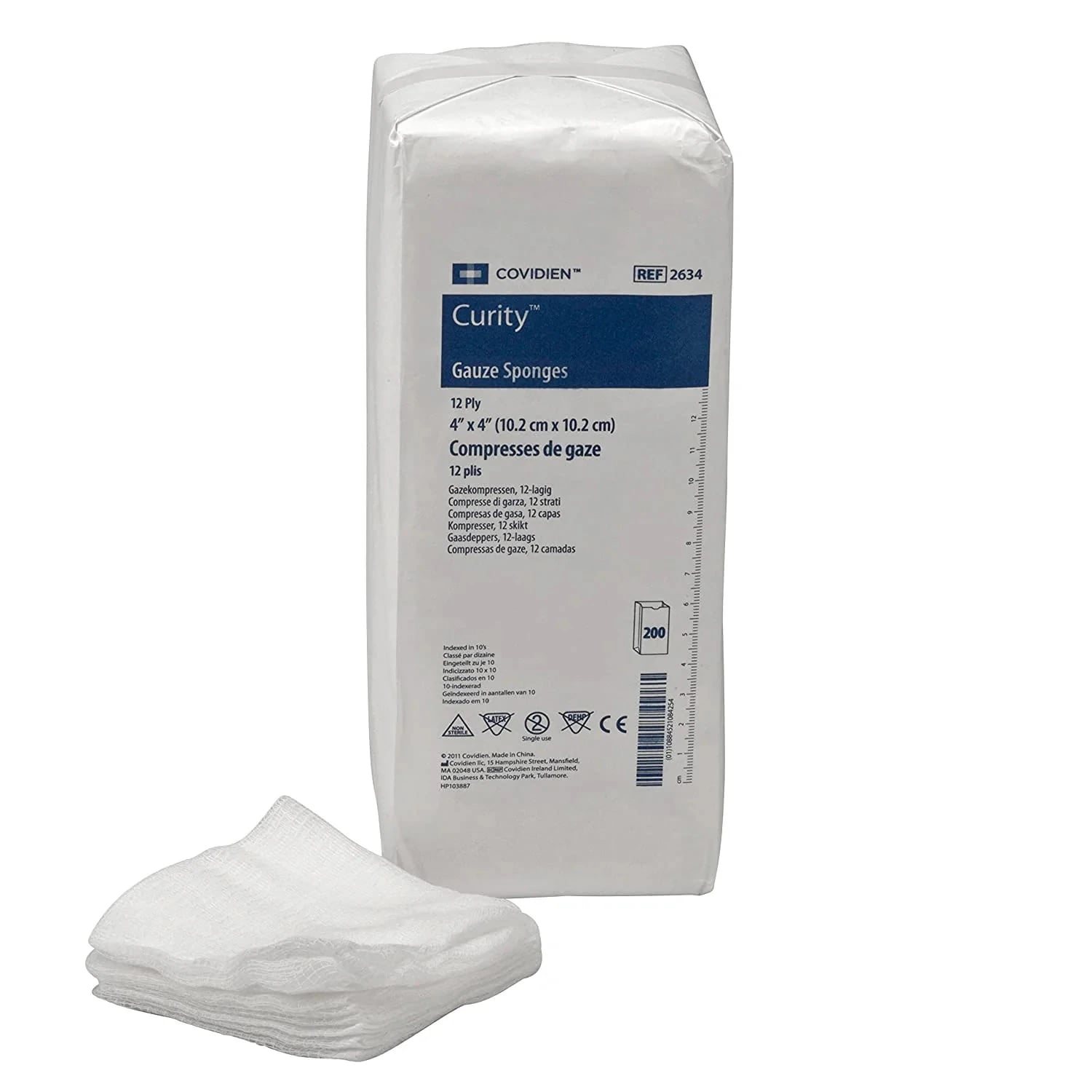 Curity Gauze Sponge, 100% Cotton, 4x4", 12-Ply, Non-Sterile, USP Type VII, Latex-Free