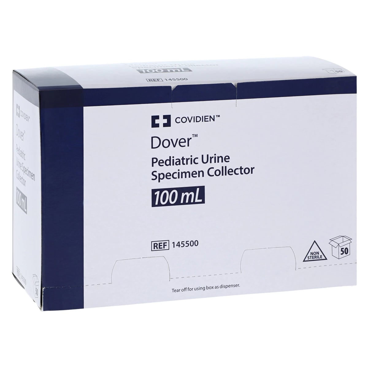 Dover Urine Specimen Collector, 100 mL, Plastic, Non-Sterile, Clear, Pediatric, 50/Box