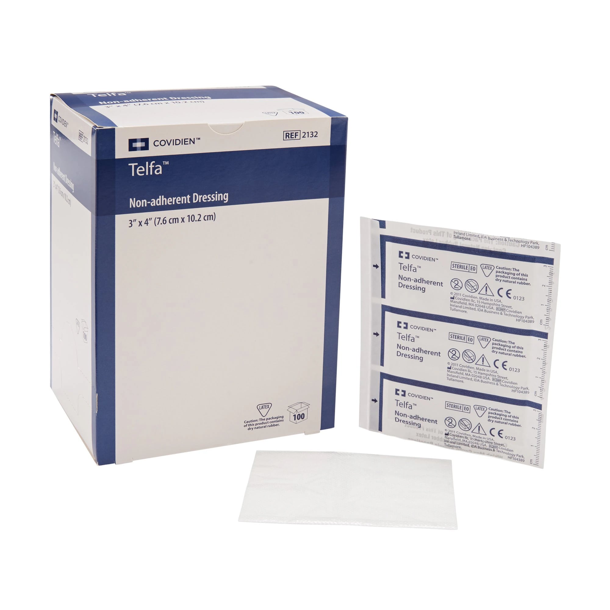 Telfa Ouchless Gauze Pads, Sterile, Non-Adherent, 3x4", Cotton/Polyester, White