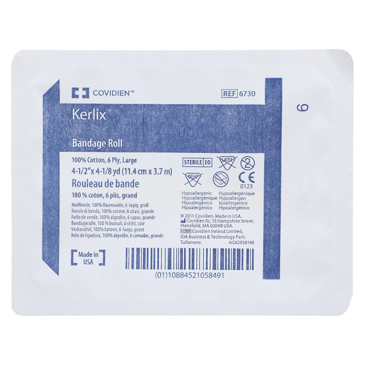 Cardinal Kerlix Gauze Bandage, 6-Ply, Sterile, Cotton, 4.5" x 4.1 yd, 1 Roll/Package