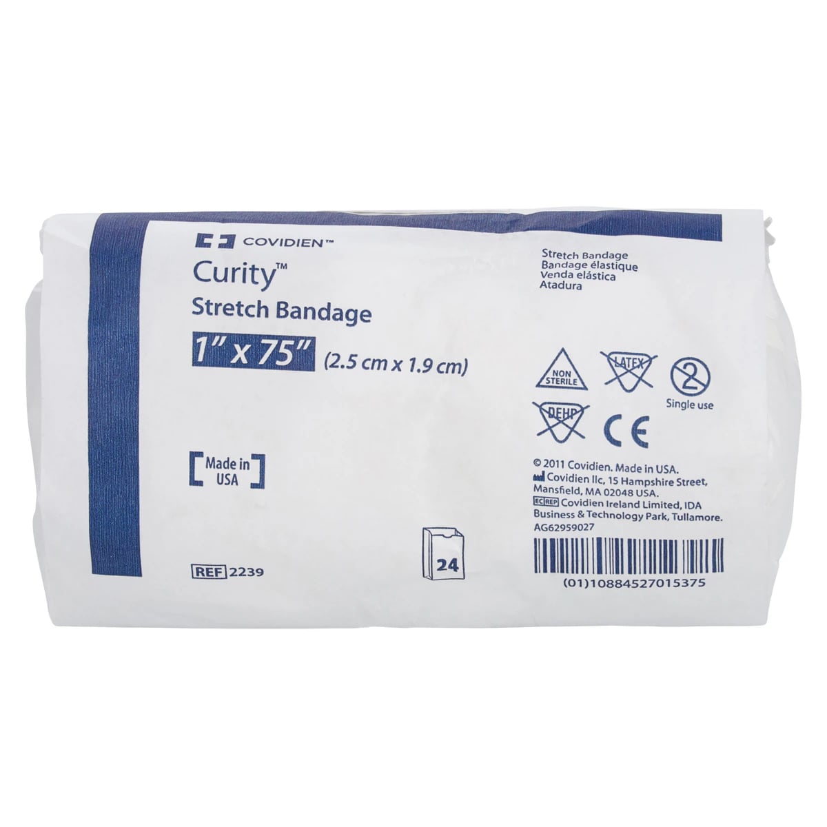 Curity Conforming Bandage, Cotton/Polyester, 1" x 75", 1 Ply, Non-Sterile, 24/Bag