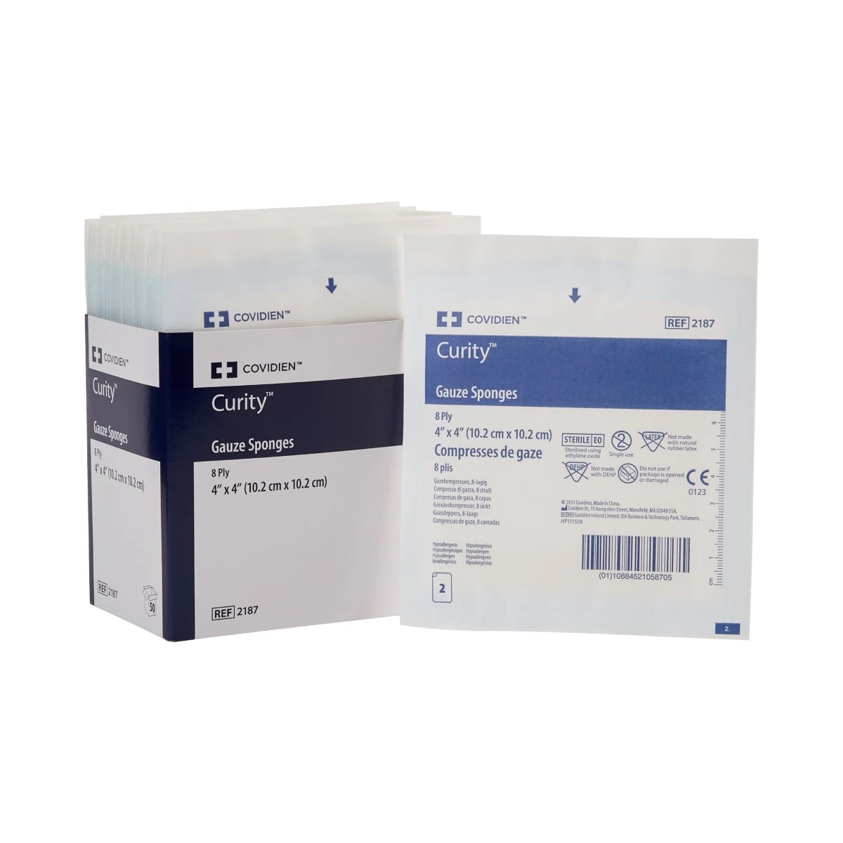 Curity Gauze Sponge, 100% Cotton, 4x4", 8-Ply, Sterile, USP Type VII, Latex-Free
