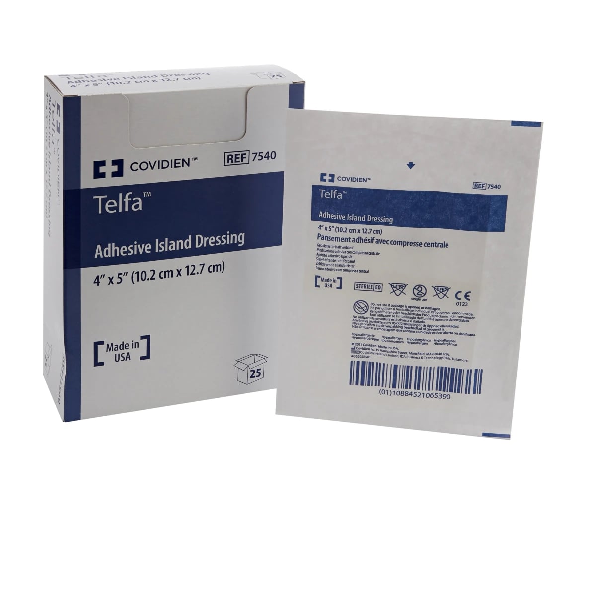 Telfa Adhesive Island Dressing, 4x5", Sterile, Non-Adherent, Cotton/Polyester