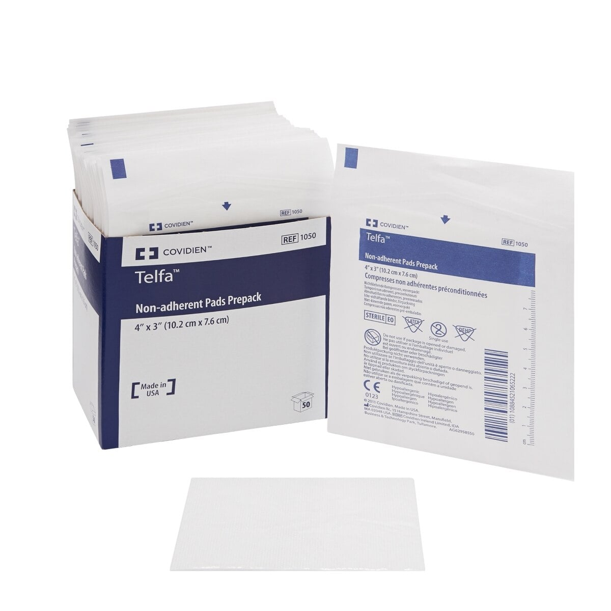 Telfa Ouchless Cotton Gauze Dressing, 3x4", Sterile, Non-Adherent, #1050, Each