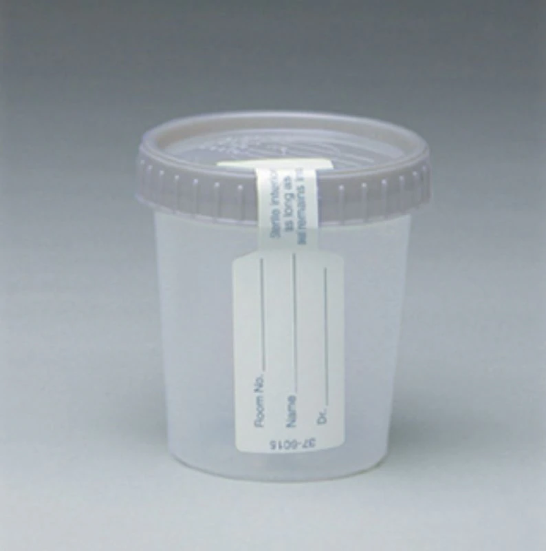 Gent-L-Kare Specimen Container, 4 oz, Sterile, Translucent with Gray Lid, 100/Case