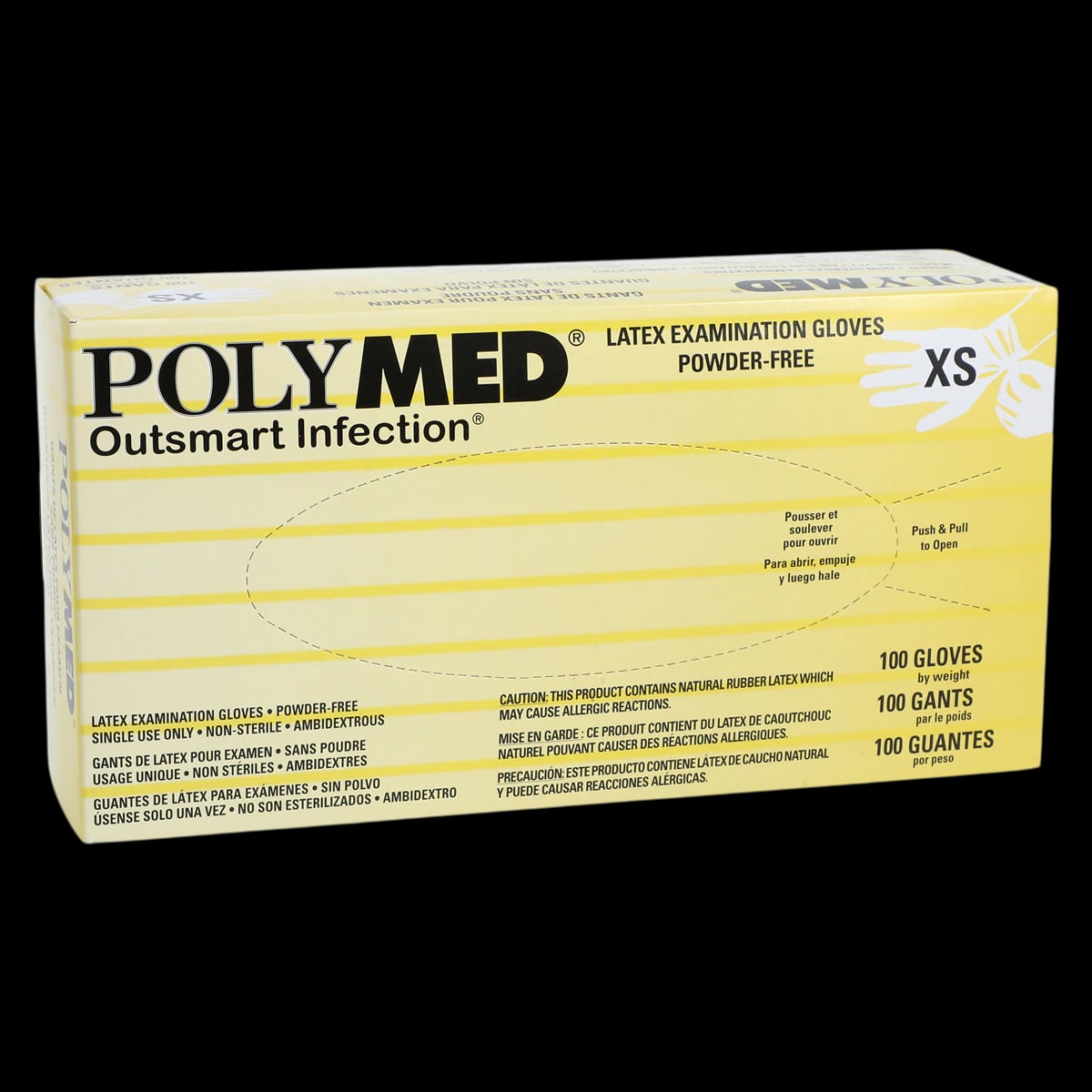 Sempermed Polymed Latex Powder-Free Exam Gloves, X-Small, 100/Box, PM101