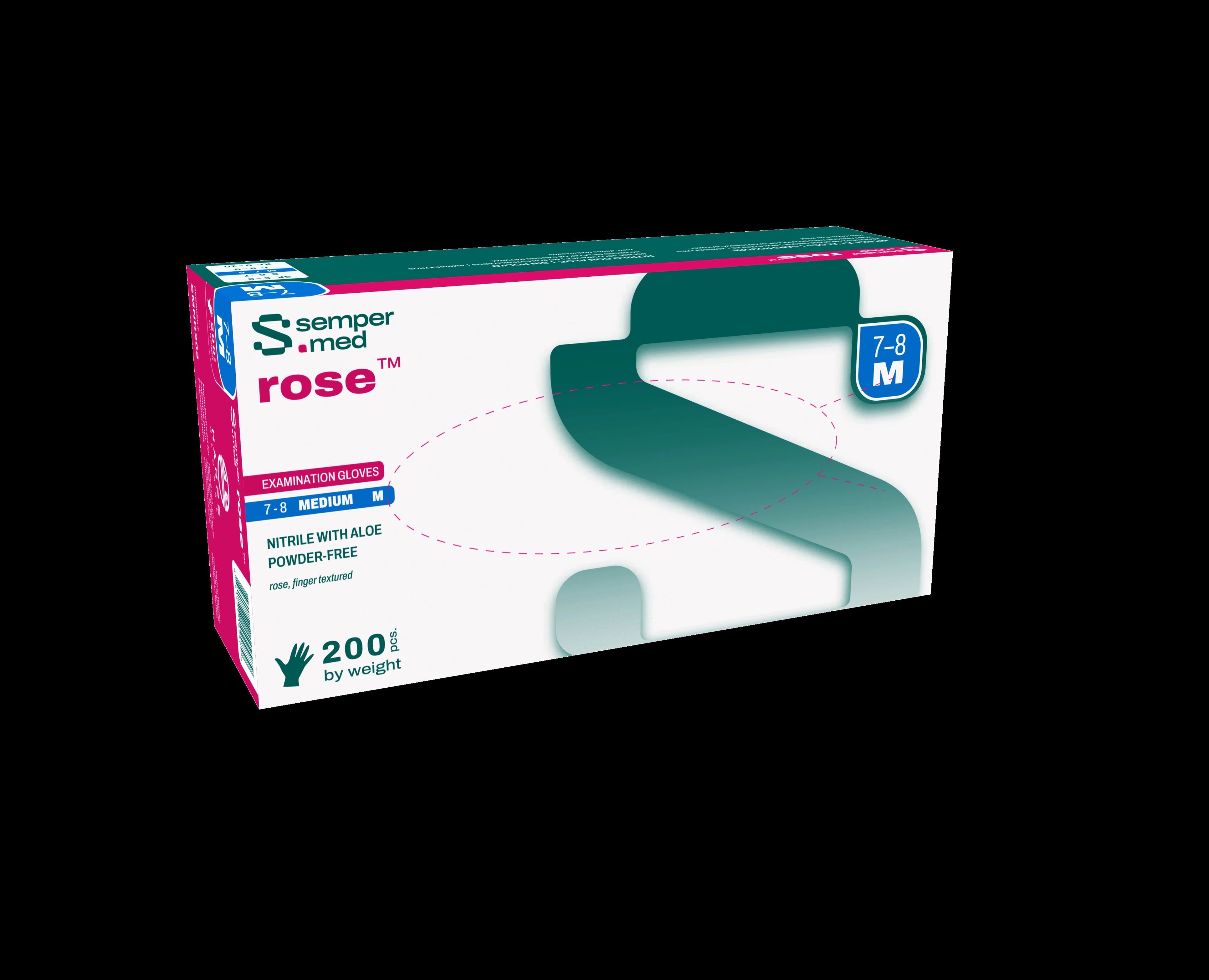 Sempermed StarMed Rose Nitrile Exam Gloves, Small, Powder-Free, Latex-Free, with Aloe & Vitamin E, 200/Box, SMNR202