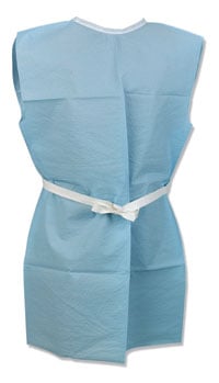 Tidi Disposable Exam Gown, 3-Ply Tissue, Blue, 30" x 42", Medium/Large, 50/Case
