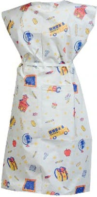 Tidi Products Schooltime Pediatric Patient Exam Gown, Tissue/Poly/Tissue, Waist Ties, 21" x 36", Non-Sterile, Disposable, 50/Case