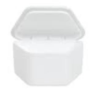 Den-Shur Denture Cup, White, Snap-On Lid, 12/Pack