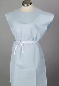 TIDI Choice Blue Patient Exam Gown, Tissue/Poly/Tissue, Waffle, 30" x 42", Medium/Large, Latex-Free, Fluid Resistant, 50/Case