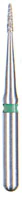 Kerr BluWhite Diamond Bur FGSS, Flame, Coarse, Green Ring, #210C, 1.2 mm Diameter, 6.2 mm Length, 5/Pkg