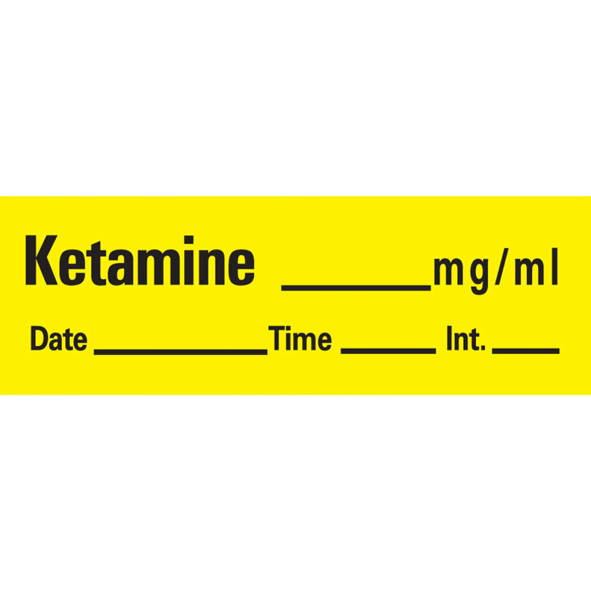 Precision Dynamics Corp Label Drug Ketamine Yellow, Anesthesia Label, mg/ml, 1/2"x500", 333/Roll