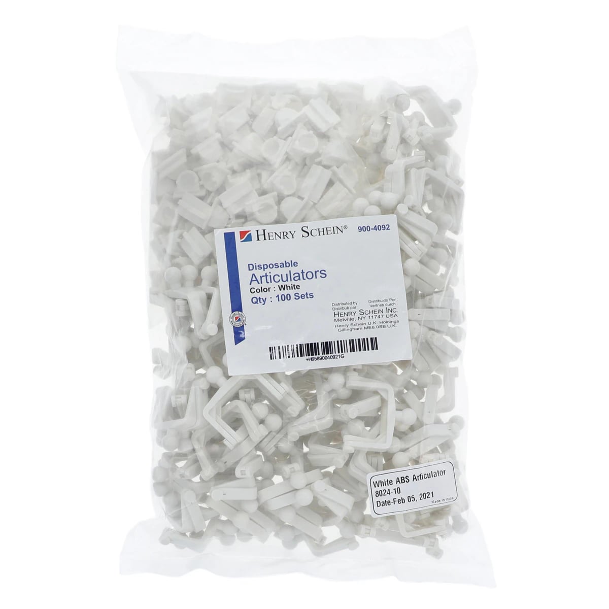 Disposable White Articulators, Slotted, Pre-Assembled, 100/Bag