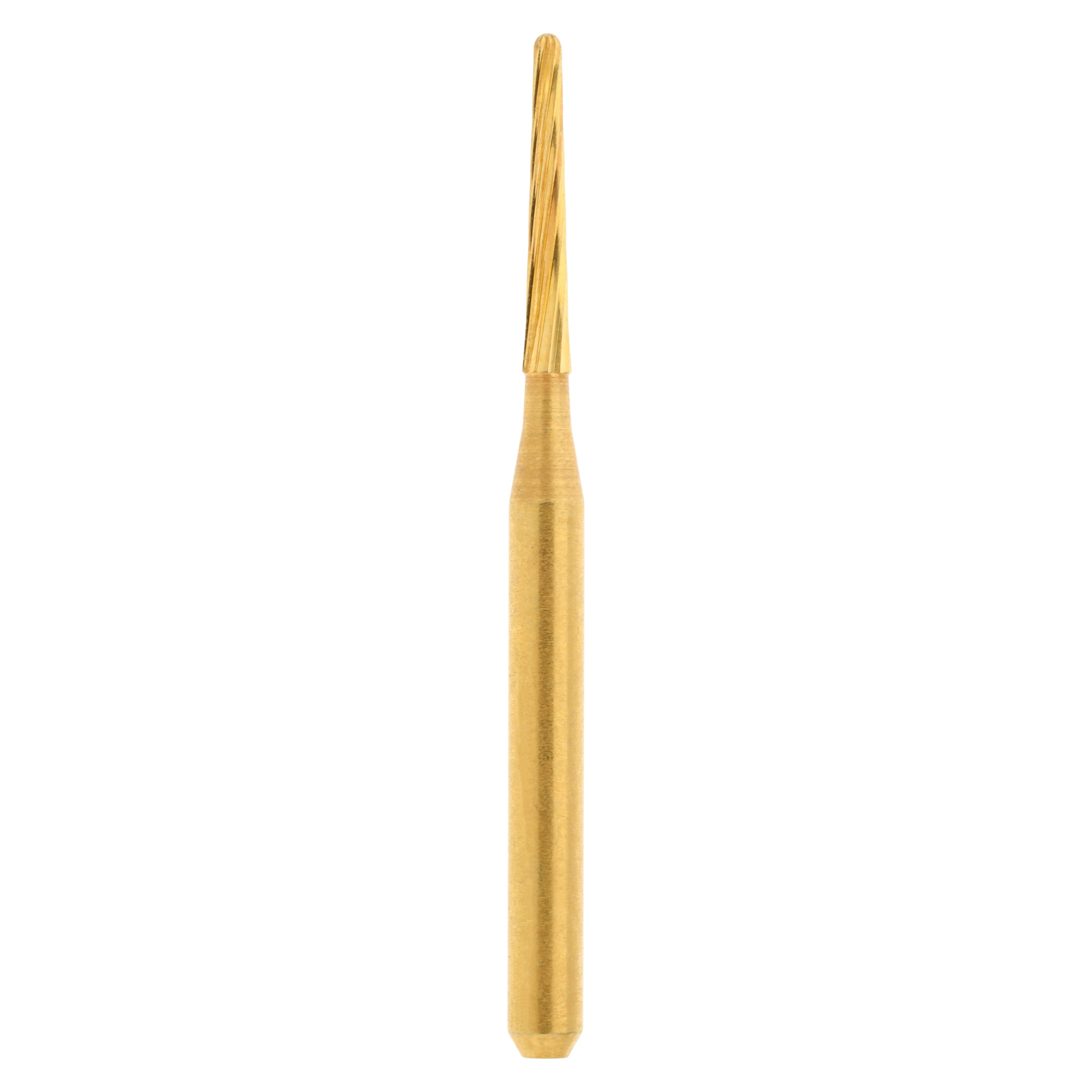 HSI Taper Round End FG Carbide Burs, Trimming & Finishing, 12 Blade, 7mm, 5/Box, 7642