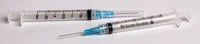 Henry Schein Hypodermic Syringe with Needle, 3cc, 25G x 1", Orange, Latex-Free, Sterile, 100/Box