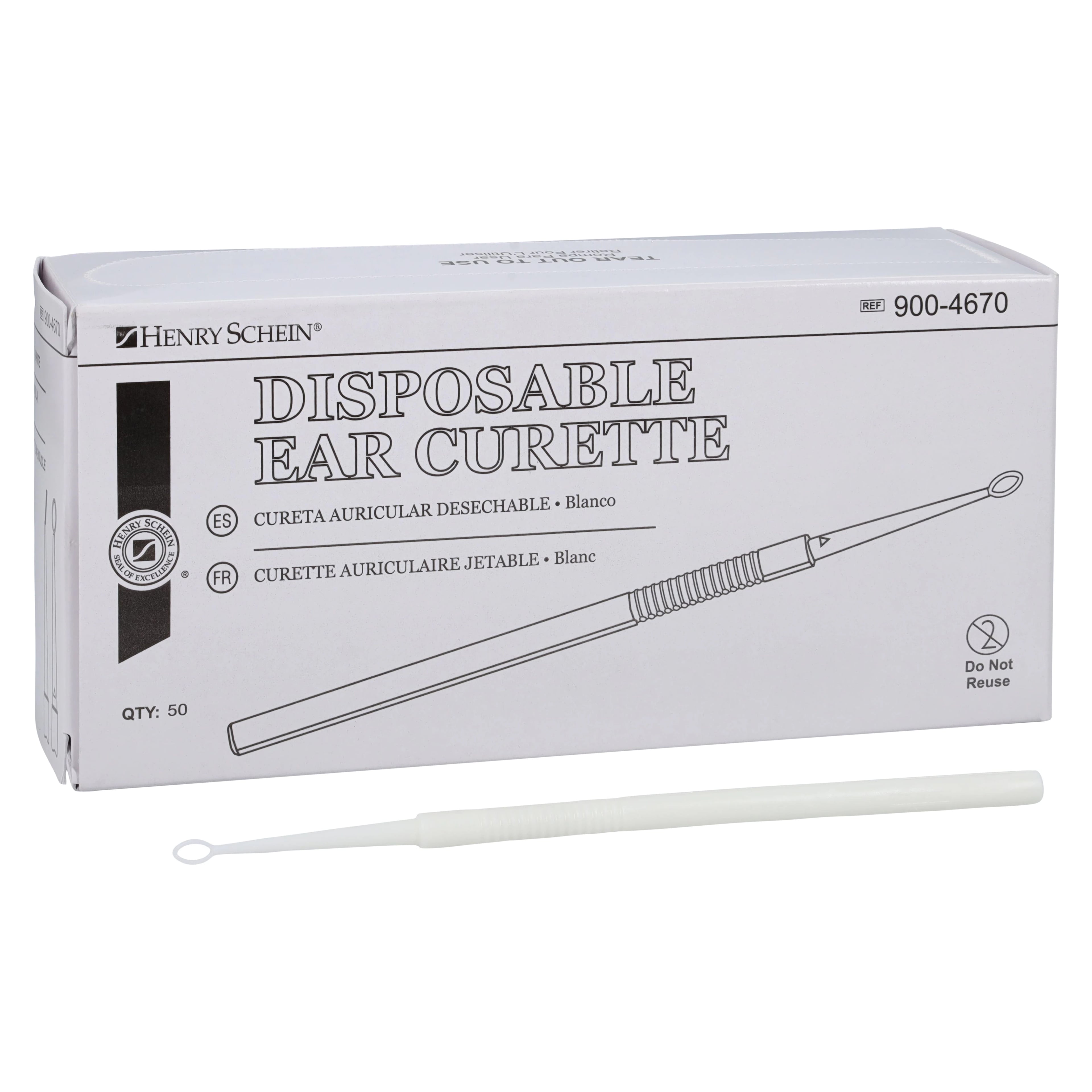 Henry Schein Disposable Ear Curette, White, Large, 2.75mm, 50/Box