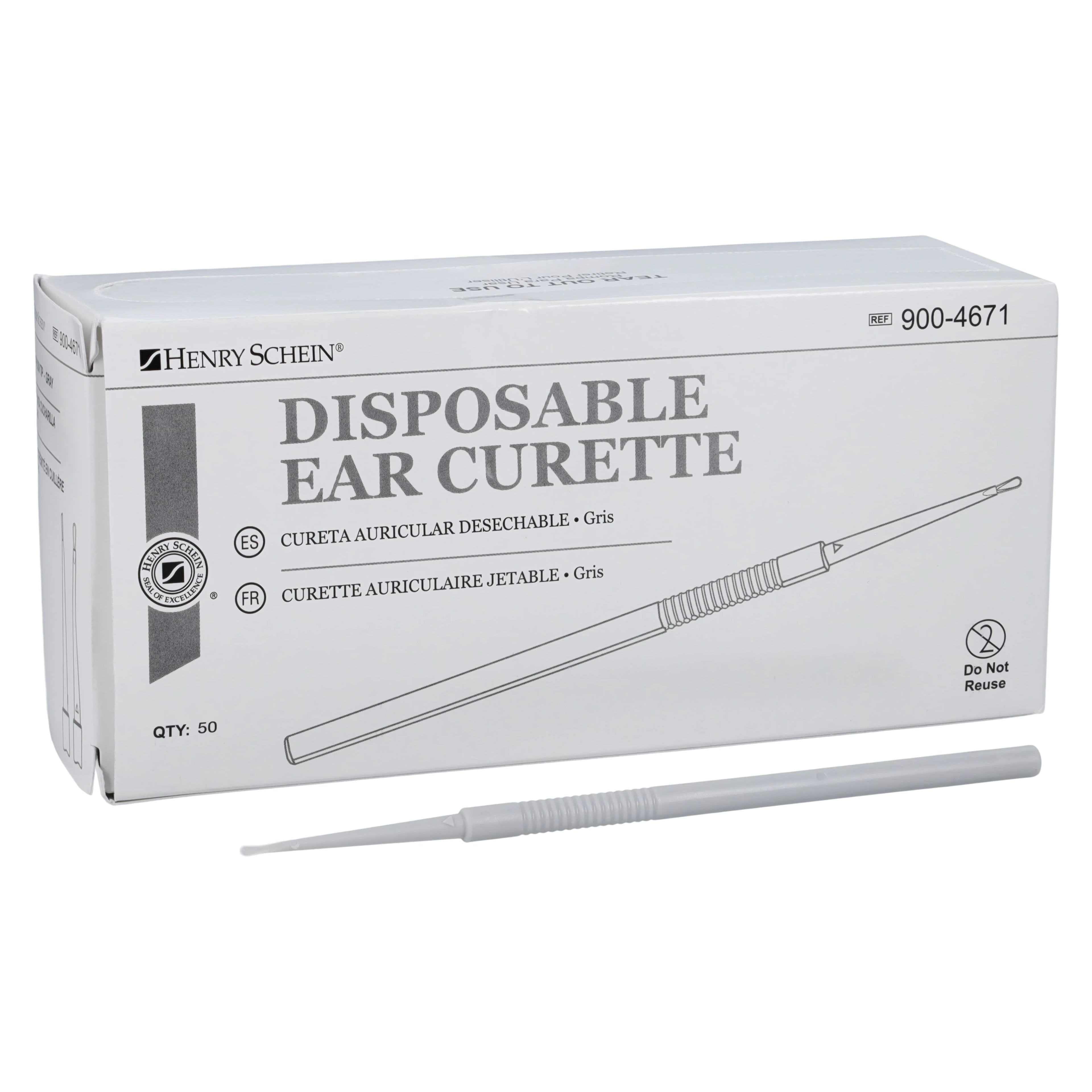 Henry Schein Ear Curette, 1mm, Disposable, Gray, Small, 50/Box