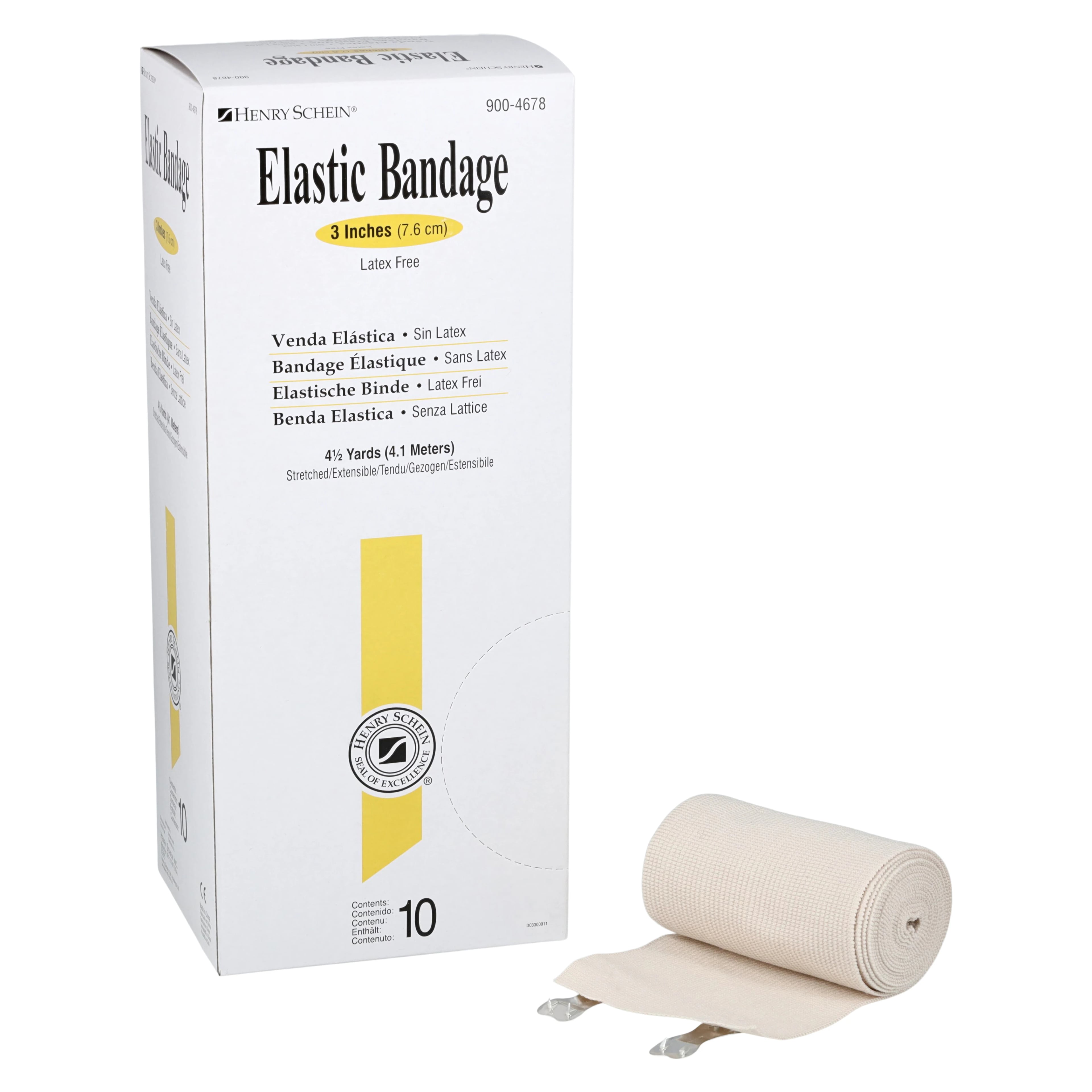 Stretch Bandage Elastic Clips, 3" x 4.5 yd, Tan, Non-Sterile, 10/Box