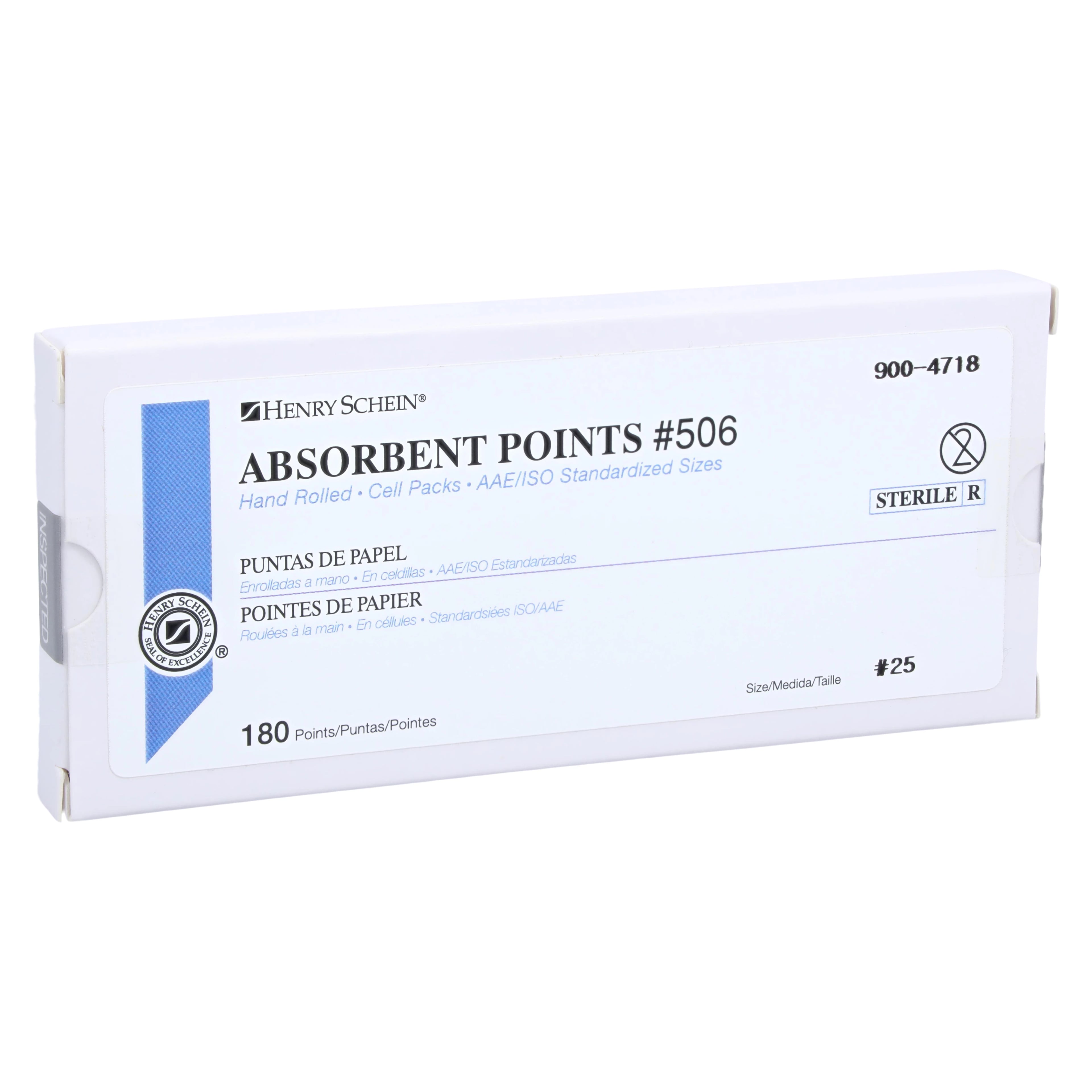 Henry Schein Absorbent Points #506, ISO 25, 0.02, Sterile, 180/Box