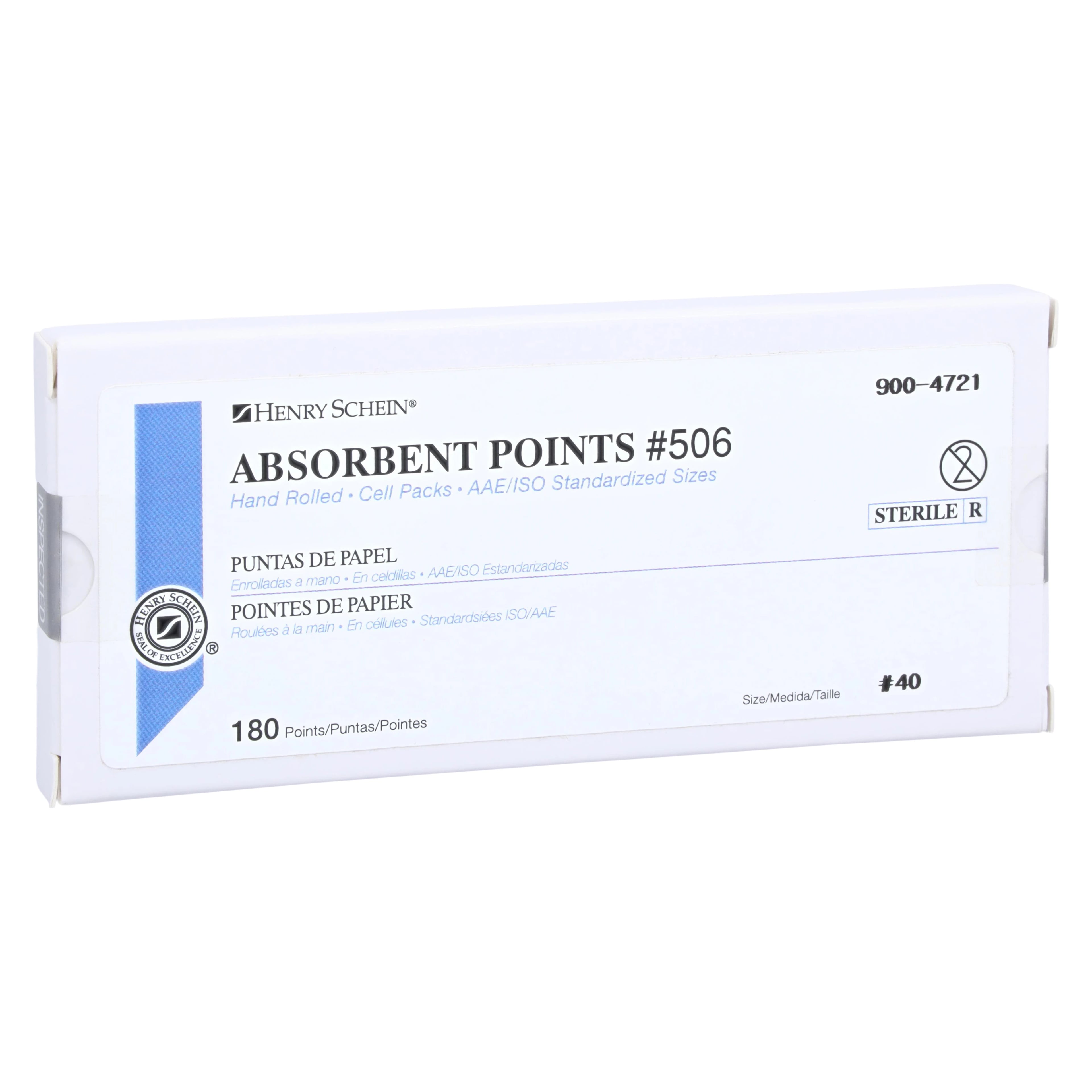 Henry Schein Absorbent Points #506, ISO 40, 0.02, Sterile, 180/Box