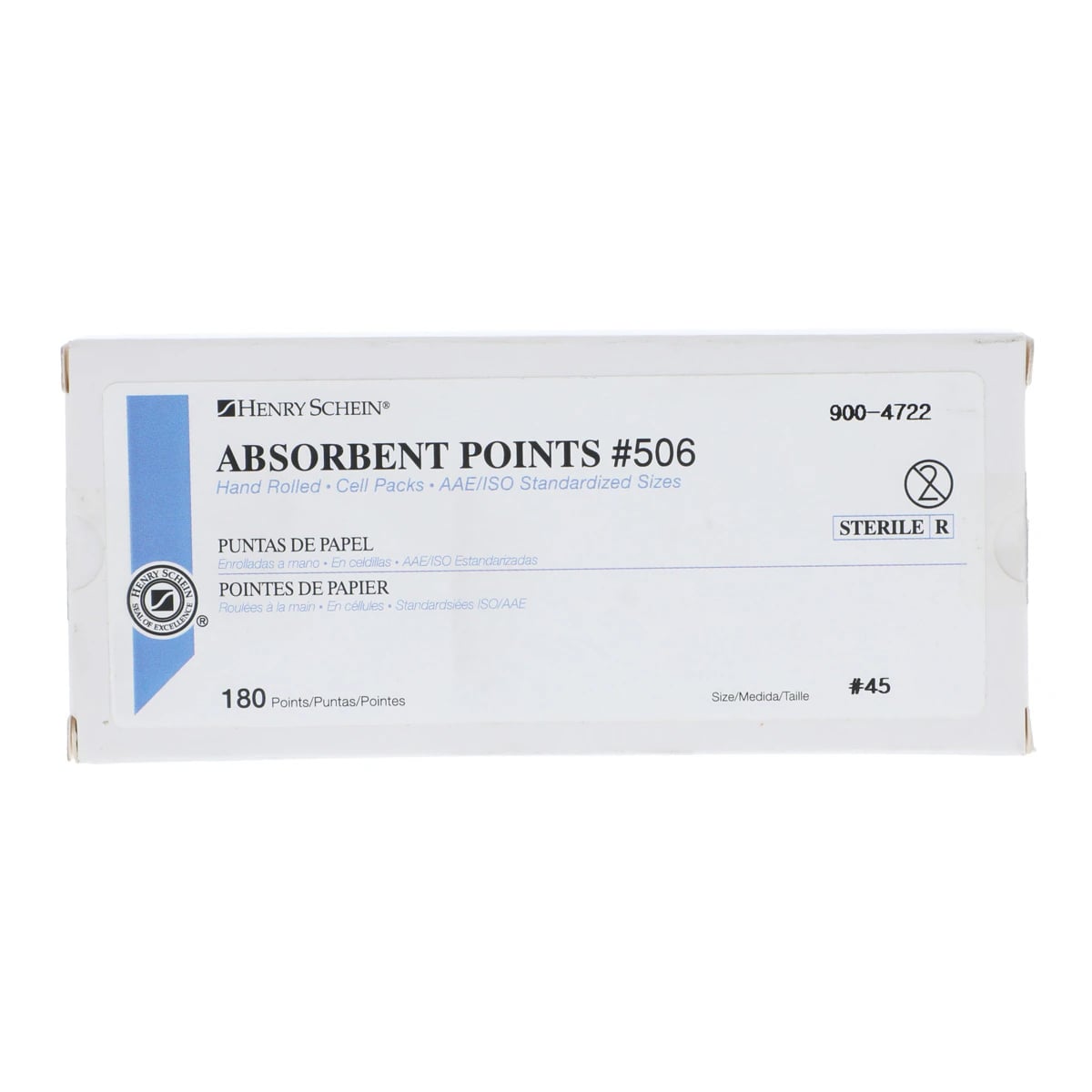 Henry Schein Absorbent Points #506, ISO 45, 0.02, Sterile, 180/Box