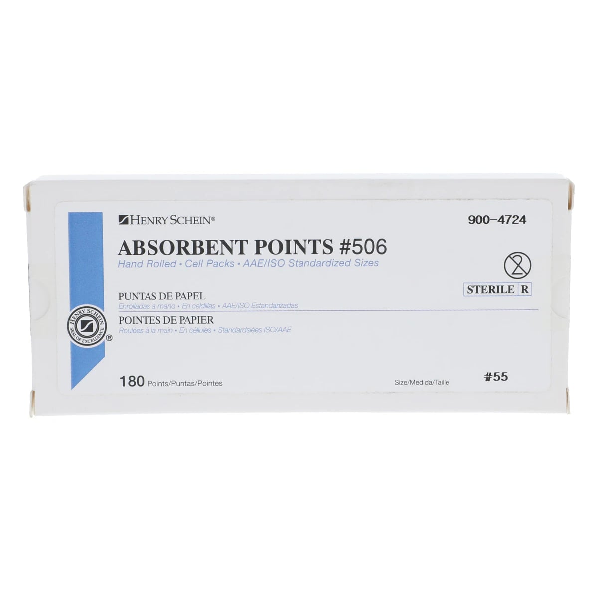 Henry Schein Absorbent Points #506, ISO 55, 0.02, Sterile, 180/Box