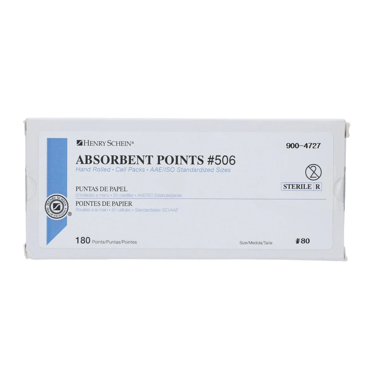 Henry Schein Absorbent Points #506, ISO 80, 0.02, Sterile, 180/Box