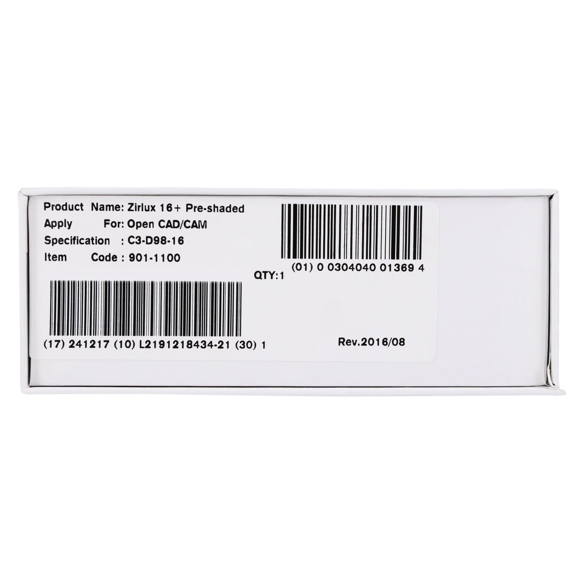 Zirlux 16+ Zirconia Disc C3, 98x16mm, Each