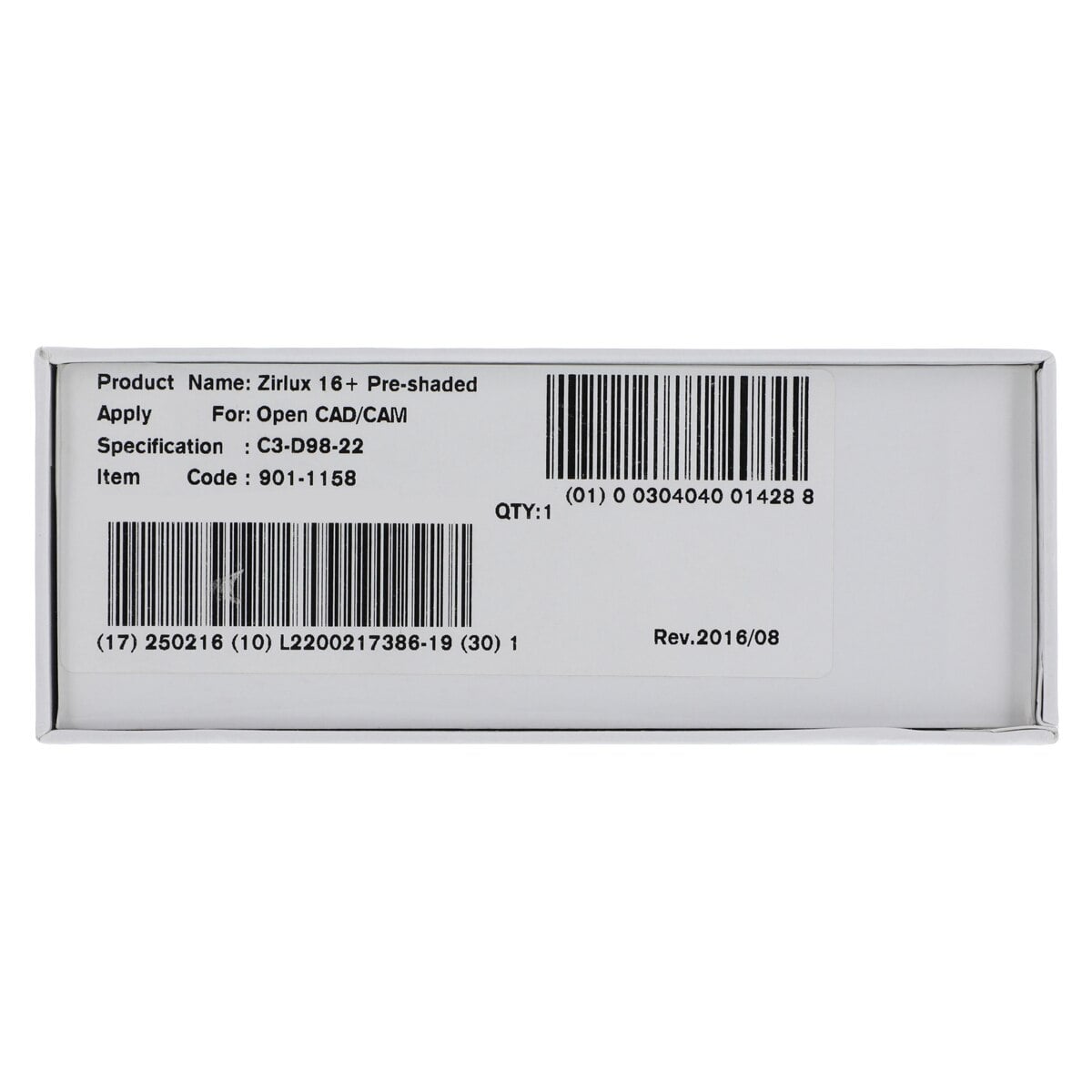Zirlux 16+ Zirconia Disc C3, 98x22mm, Each