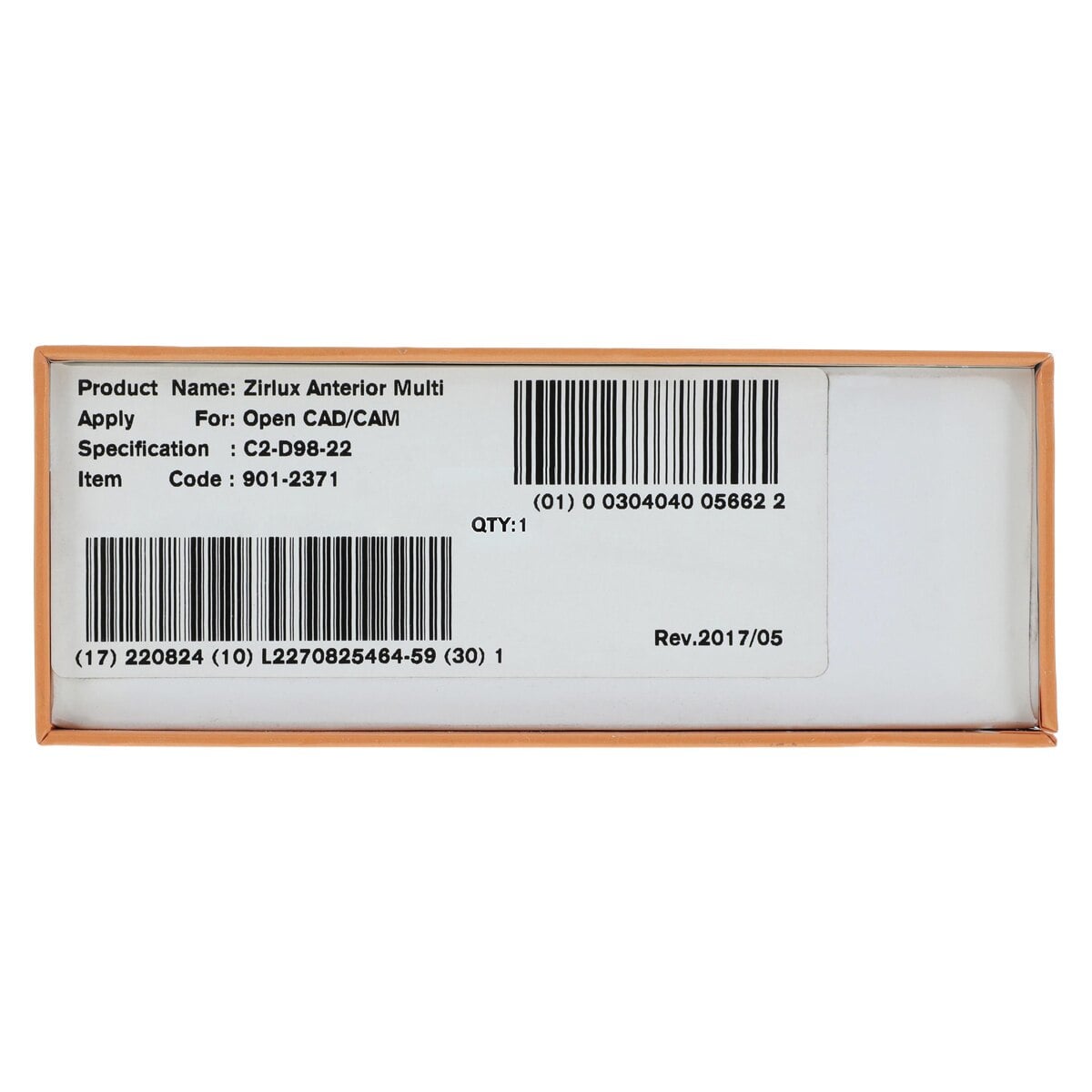 Zirlux ML Anterior C2 Zirconia Disc, 98x22mm, Each