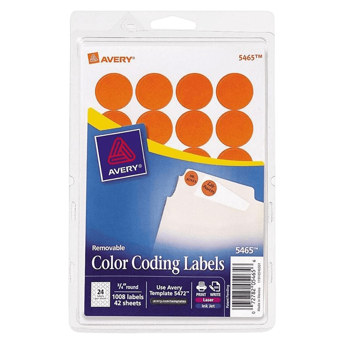 Avery Removable Color-Coding Labels, 3/4" Diameter, Orange, 1000/Package