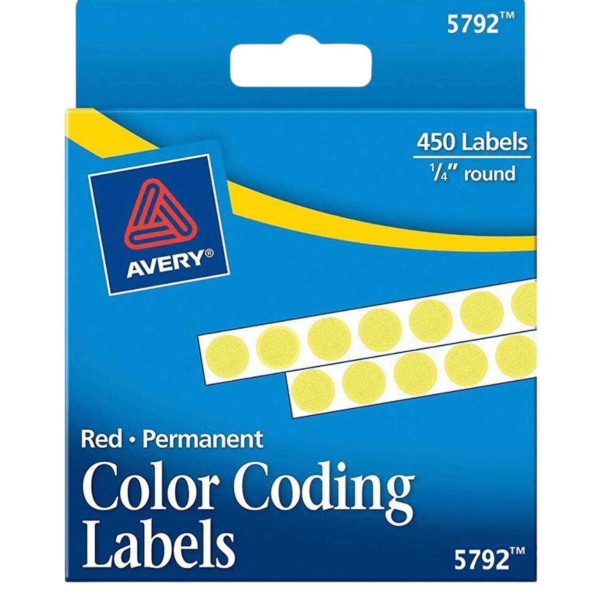 Avery Permanent Color-Coding Labels, 1/4" Diameter, Yellow, 450/Pack