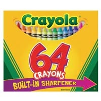 Crayola Crayon Set with Built-In Sharpener, Assorted Colors, 64 Count, Hinged Box