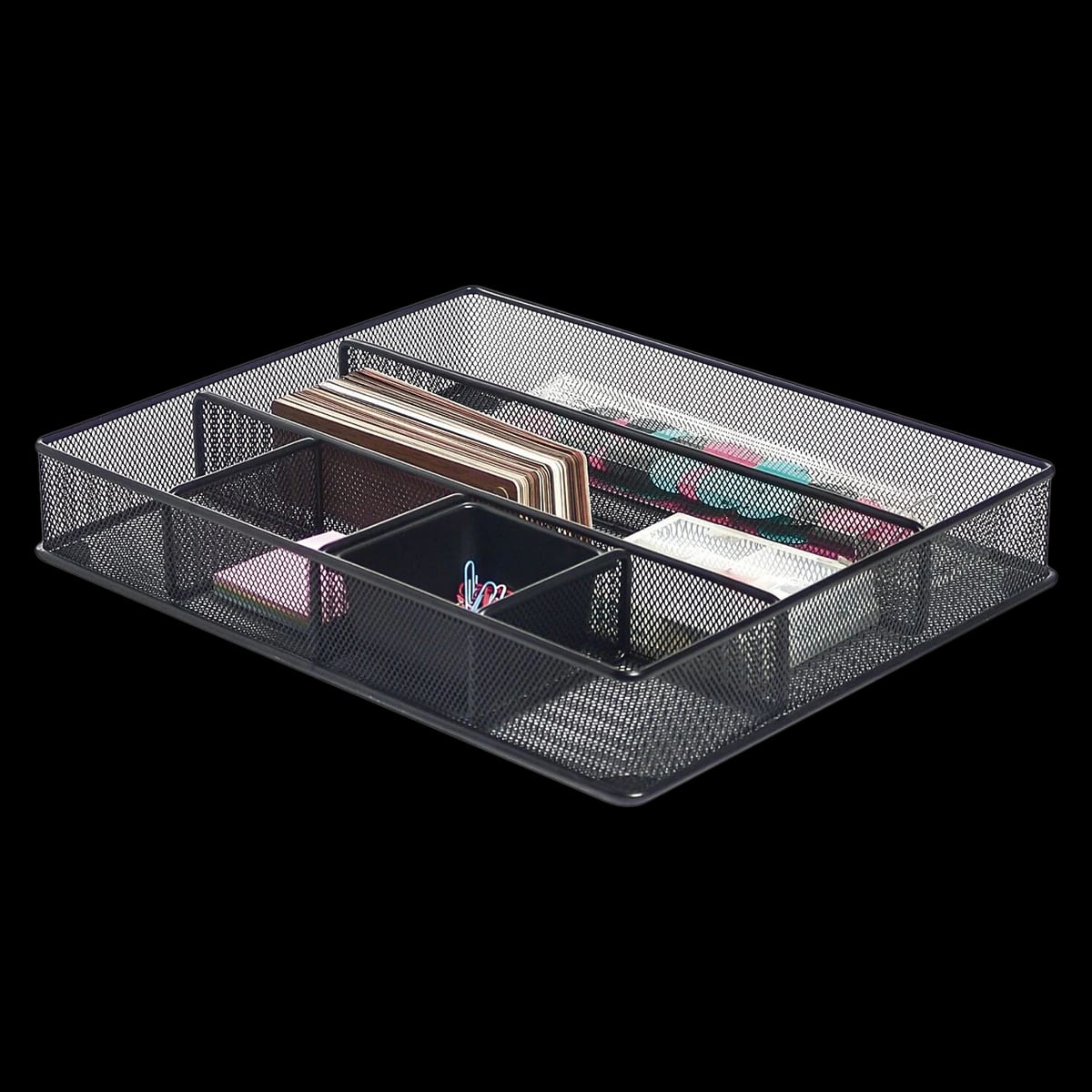 Newell Mesh Large Drawer Organizer, Black, 2.4375 x 15.125 x 11.9 in, 1/Package
