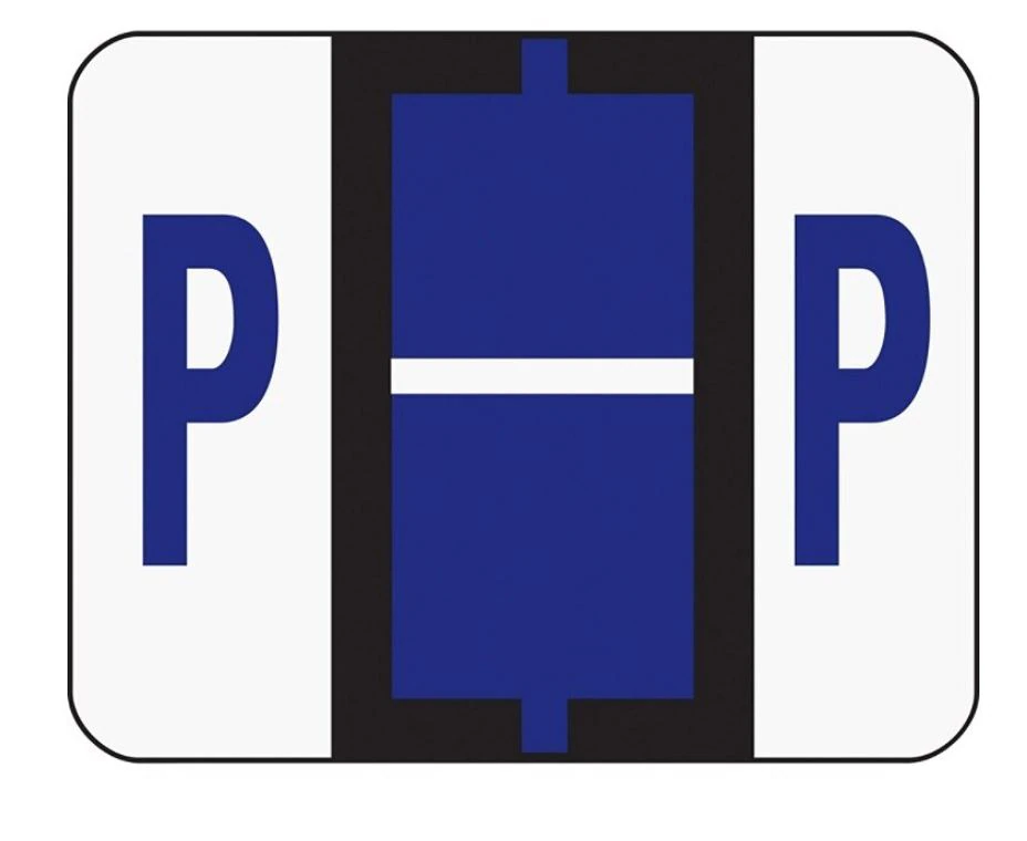Smead BCCR Bar-Style Permanent Alphabetical Labels, Letter P, Violet, 1.25" x 1", 500/Roll, 500/Package